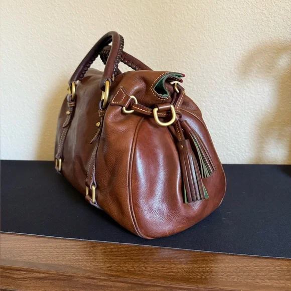 Dooney & Bourke Brown Leather Florentine Satchel Crossbody - Picture 5 of 10